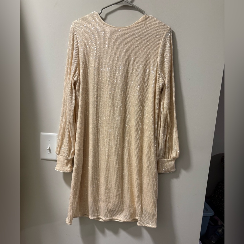 Sparkling Cream Long Sleeve Dress
